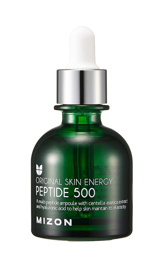 MIZON Peptide 500 Ampoule Peptides Adenosine Hyaluronic Acid Centella Asiatica Skin Elasticity Moisturizing Collagen Booster Korean Serum (1.01 fl. oz)