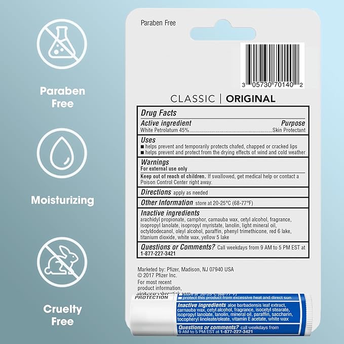 ChapStick Original Lip Balm 4-Pack + 1 Chapstick Moisturizer 2-in-1 Lipcare with SPF 15, 0.15 Oz Ea (5 Piece Set)