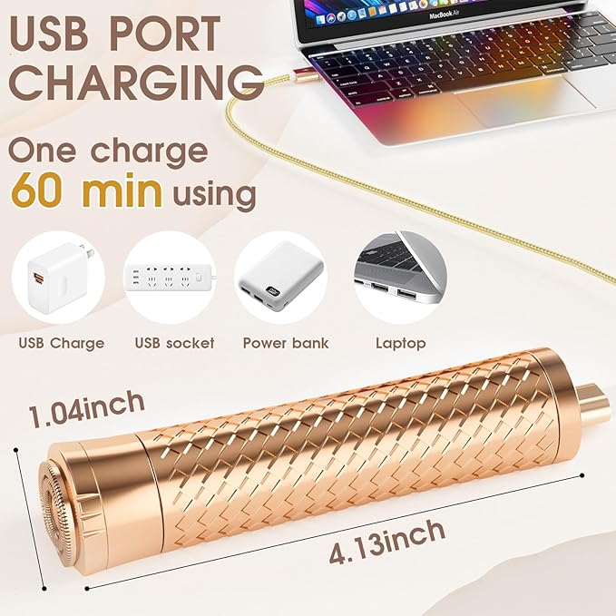 Upgrade Facial Hair Removal for Women, Rechargeable Hair Removal Device, Painless Face Electric Razor/Shaver for Lip, Arms, Face, Peach Fuzz (Black)