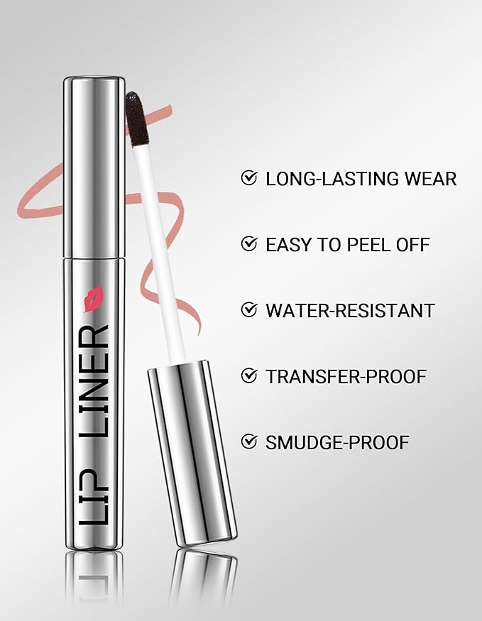 Erinde Lip Liner Peel Off Lip Stain, Long Wear Tattoo Lip Liner with Tweezer, Matte Peel Off Lipliner Stain, Long Lasting, Waterproof, Transfer-proof, Easy to Use & Natural Finish, Cool Cocoa