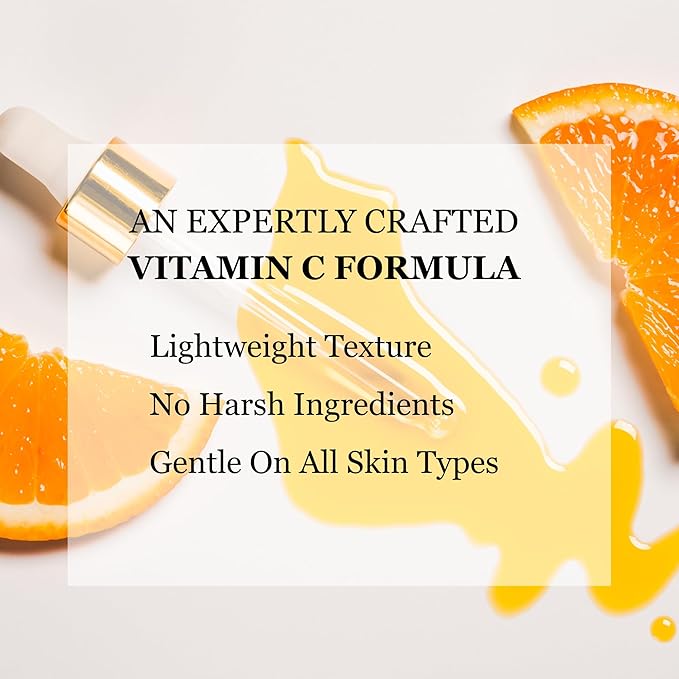 Premium 20% Vitamin C Facial Serum Plus Hyaluronic Acid+Ferulic Acid+Vitamin E | Anti Aging & Anti-Wrinkle Brightening Serum For Face | Lightweight Maximum Strength Formula 1 fl oz