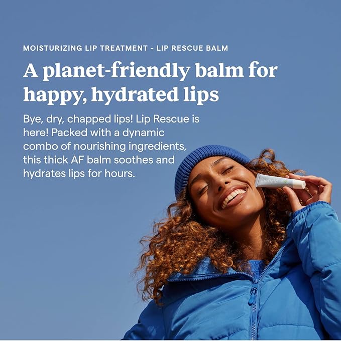 Kinfield Lip Rescue - Minty Tube Lip Balm - Moisturizing Lip Treatment for Dry, Chapped Lips - Untinted - Beeswax and Cruelty-Free Skincare - 0.5 oz / 15 g