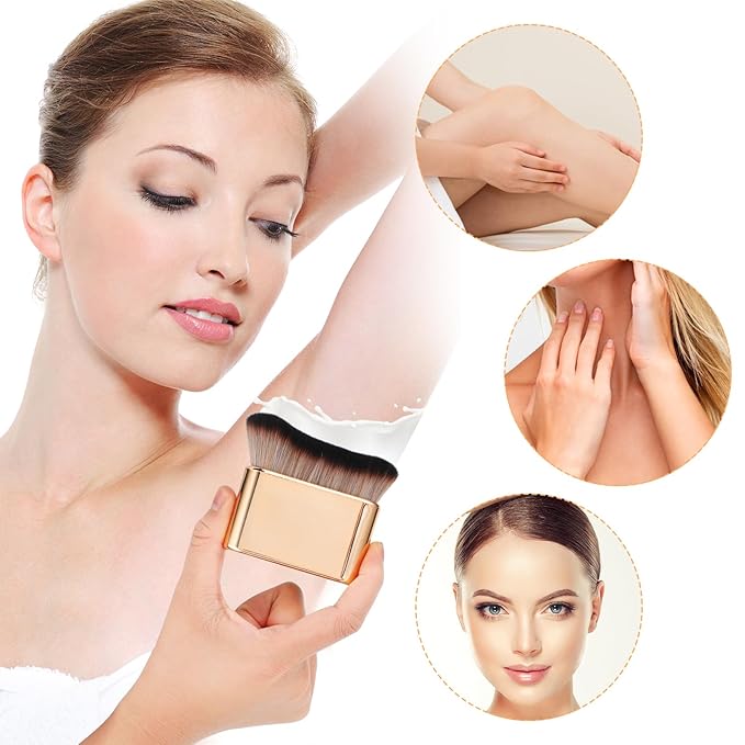 Self Tan Brush Soft Body Makeup Brush Portable Self Tanning Brush Self Tanner Face Brush Kabuki Foundation Brush for Body & Leg Makeup（Rose Gold）