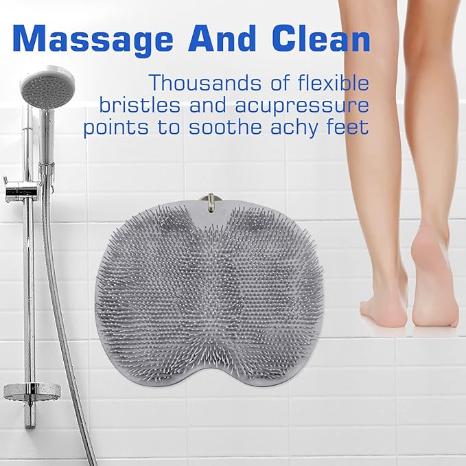 Shower foot scrubber mat back