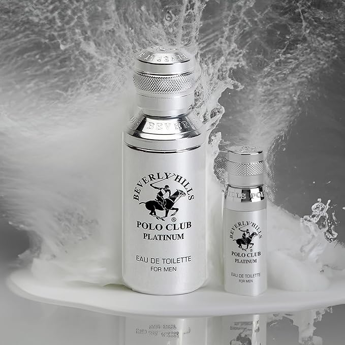 Beverly Hills Polo Club Cologne for Men Bonus Pack Designer Eau De Toilettes 3.4oz + 0.5oz 2 count (Platinum)