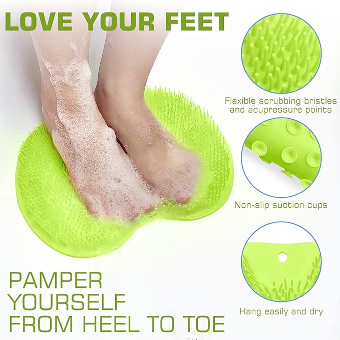 Shower foot scrubber mat back