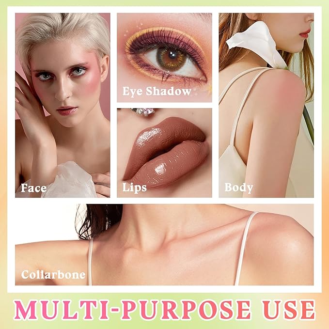 3PCS Blush Stick for Cheeks,Multi-use Solid Matte Makeup Stick Blush Cream for Cheek Eyes and Lips Tint,Moisturizing Tinted Cream Blush,Natural Blendable Cheek Blusher with 3 Makeup Sponges A4