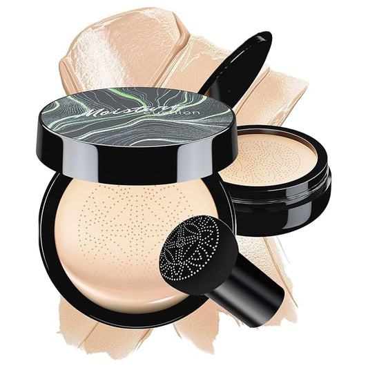 Mushroom Head Air Cushion CC Cream - BB Cream Face Makeup Foundation for Mature Skin Moisturizing Concealer Brighten Long-Lasting, Even Skin Tone for All Skin Types, Ivory Color