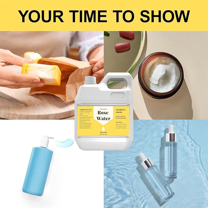 42 fl oz Rose Water for Face Hydrating Mist, 100% Pure Rose Water, Cleanses & Softens, Promotes Healthy Cell, Suitable for All Skin Types