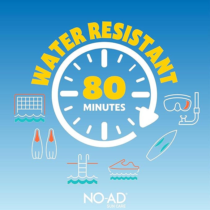 NO-AD SPF 50 Sunscreen Lotion | Hypoallergenic | Broad Spectrum UVA/UVB Protection | Water Resistant | Octinoxate & Oxybenzone Free with moisturizing Vitamin E and Aloe 16oz | Pack of 2