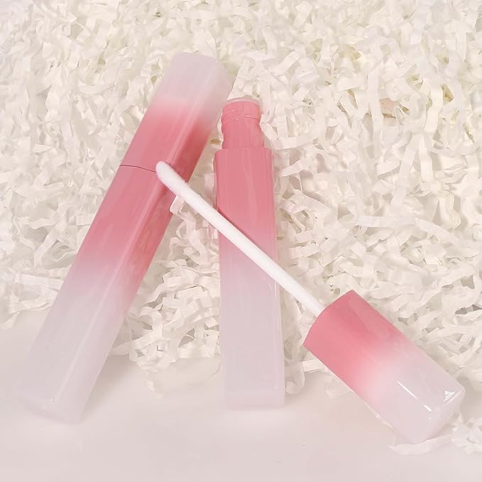 COSIDEA 15pcs 5ml Irregular rectangle empty lip gloss tubes bulk with wand unique Gradient pink lipgloss tube