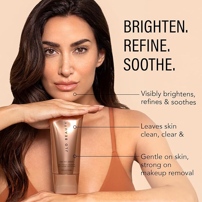 JLO Beauty That Hit Single Face Wash Cream, Antioxidant Rich Gel Cleanser & Makeup Remover Skin Care Formula Gentle Pore Cleansing Daily Facial Cleanser to Support Smooth, Radiant Skin, 5 Oz