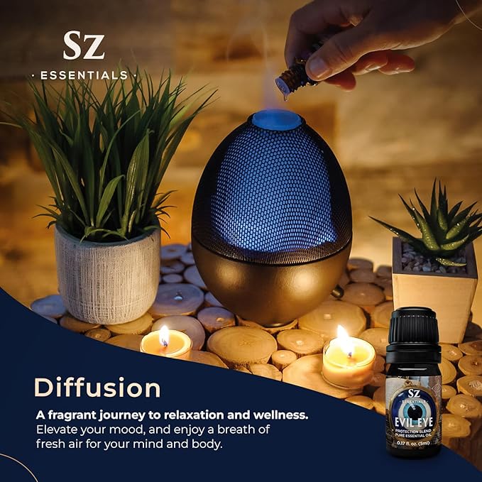 Evil Eye Protection Pure Essential Oil Blend - All-Natural Oils for Spells, Cleansing, Amulets & Rituals - Safeguard Against Negativity Evil & Harm -Therapeutic Grade & Vegan (5ml)