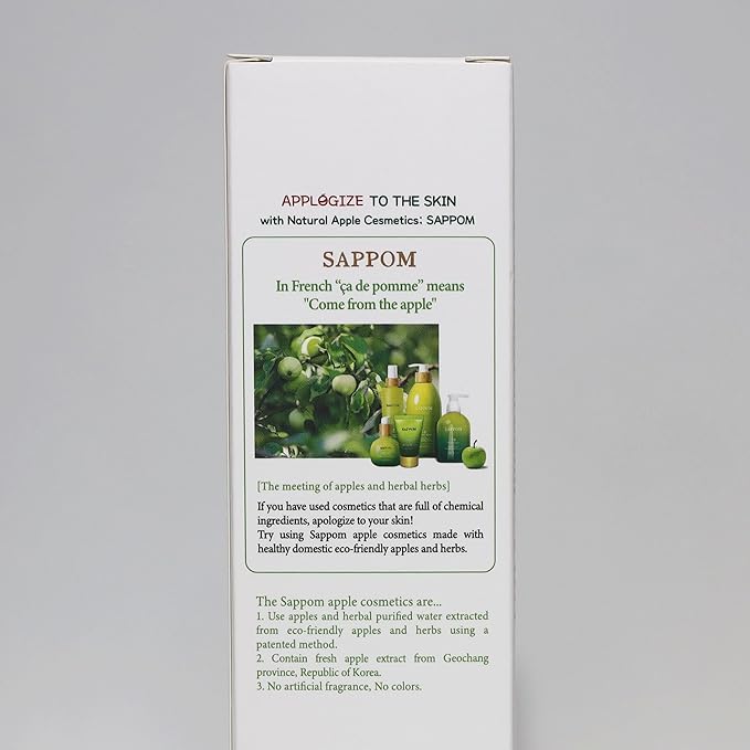 Green Apple, SAPPOM Apple Water Soothing Spray Mist, for All Skin Types, After Shave, Refresh and Hydrating Toner, Natural Herbal Care