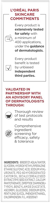 L'Oreal Paris Revitalift 1.5% Pure Hyaluronic Acid Serum for Face, Anti Aging Serum to Hydrate Skin & Reduce Wrinkles, Fragrance Free Skin Care for All Skin Types, 1 Oz