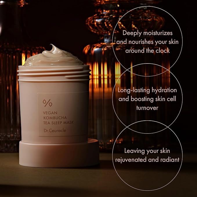 Dr.Ceuracle Vegan Kombucha Tea Sleeping Mask - Hydrating Overnight Face Mask with Niacinamide, Bakuchiol, Ceramide, Korean Skincare (100 g / 3.52 oz.)
