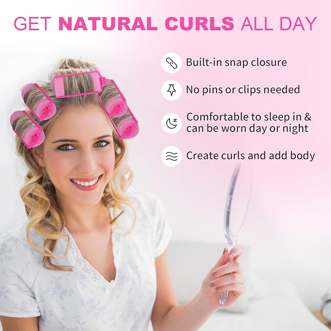 36 Pieces Foam Sponge Hair Rollers - Soft Sleeping Flexible Styling Curlers for Hair Styling (Pink)