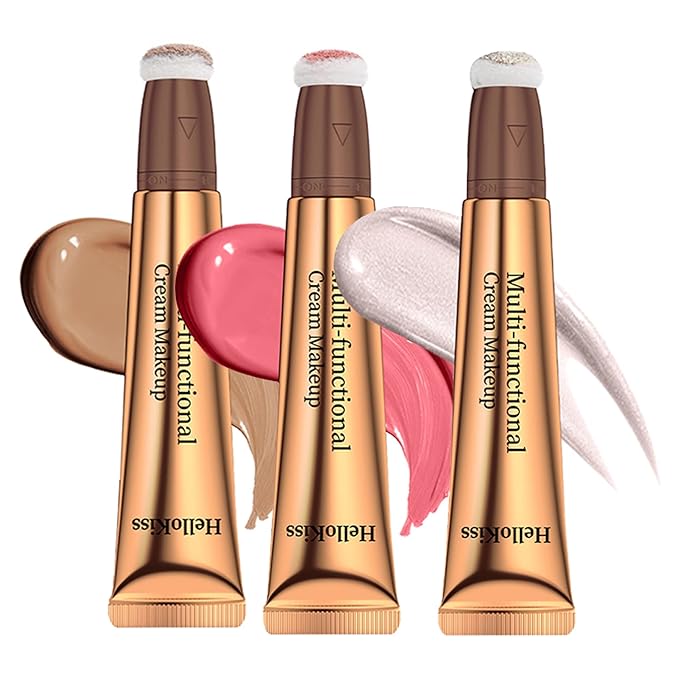 3pcs Contour Beauty Wand, Blush Wand and Liquid +Highlighter Set（#01+#03+#05）
