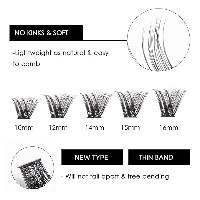 Cluster Lashes 72 Individual Lashes Clusters Eyelash Extensions False Eyelashes DIY Lash Extension Reusable False Eyelashes Natural Look Mix 10-16mm C D Curl-DM27