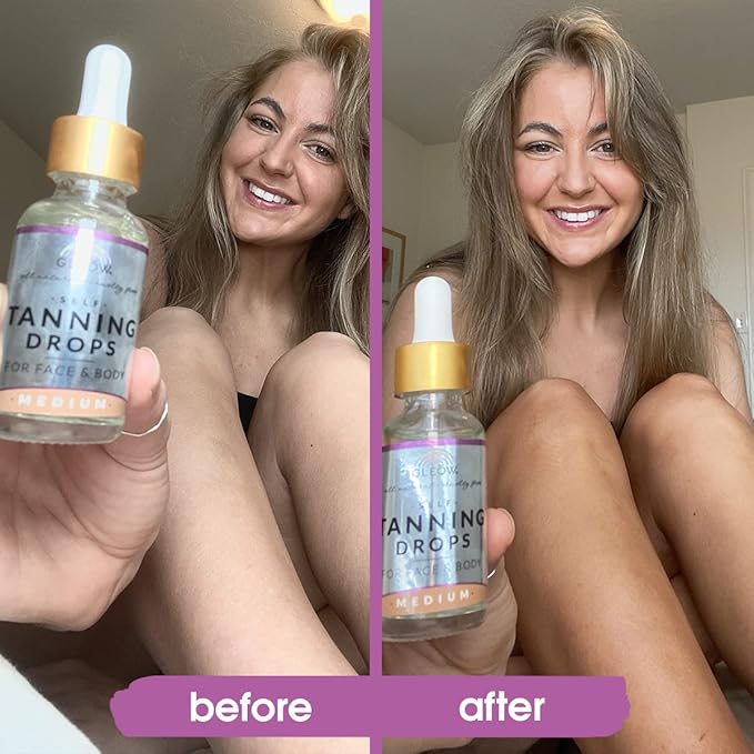 Face Tanning Drops to Add to Moisturizer, Face Self Tanner Bronzing Drops, Quick Tan Drops, Self Tanning Drops for Face and Body 1oz