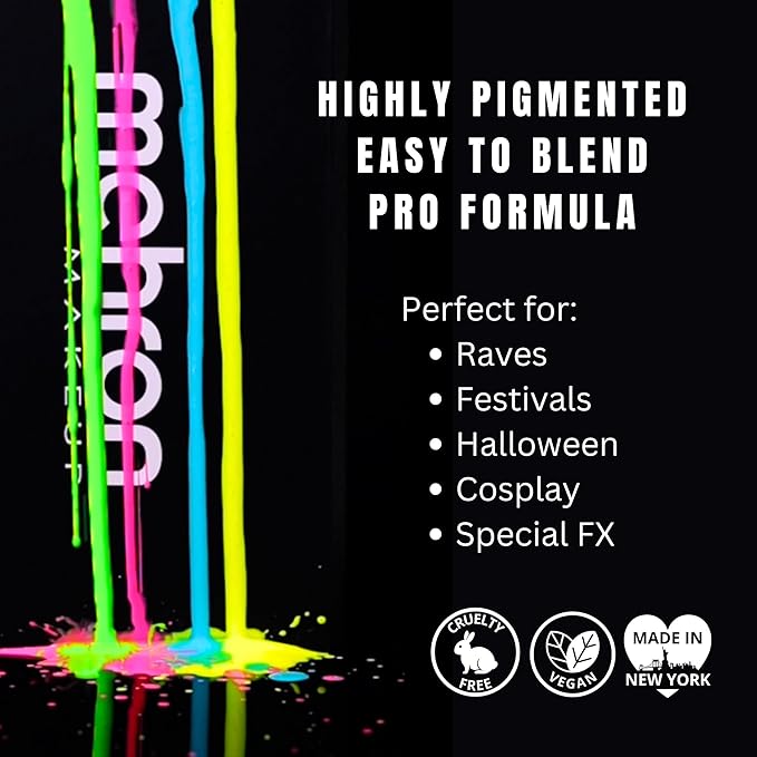 Mehron Paradise FX UV Neon Glow – Neon UV Intergalactic 1.4 oz | Water Activated Black Light UV Paint for Raves, Costumes, SFX, Halloween, Stage, Theater & Cosplay