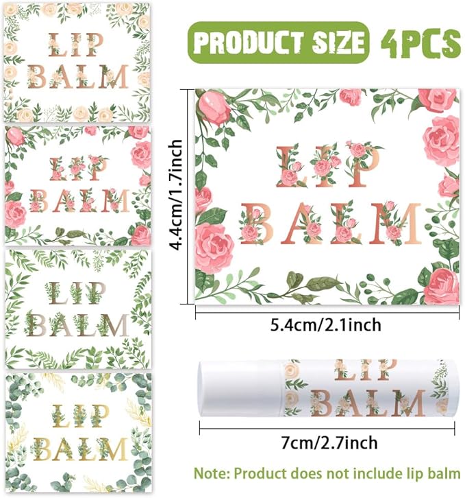 OLYCRAFT 100Pcs Self-Adhesive Lip Balm Tag Stickers 1.7x2.1 inch Waterproof Adhesive Label with Flower Patterns Rectangle Lipstick Tag Sticker for Lip Balm Container Tubes Lipstick Wrapping Decoration