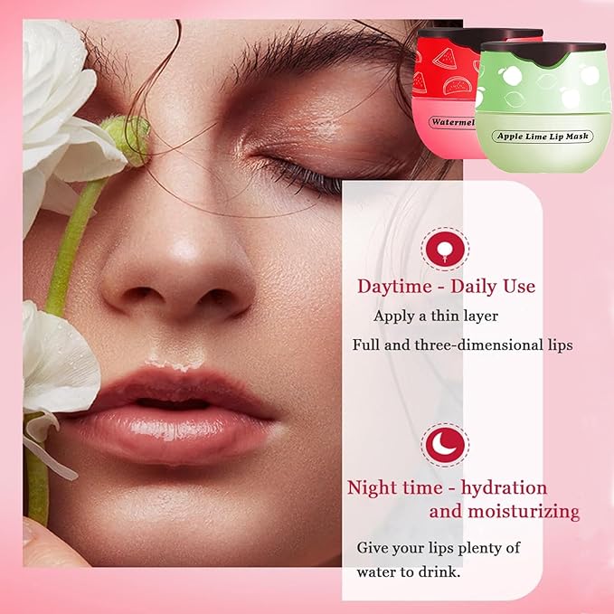 Honey Lip Balm Pot, 3 Pcs Honey & Strawberry & Apple Lime Lip Mask Propolis Moisturizing Hydrating Prevention Dry and Cracked Lip Scrubs Exfoliator