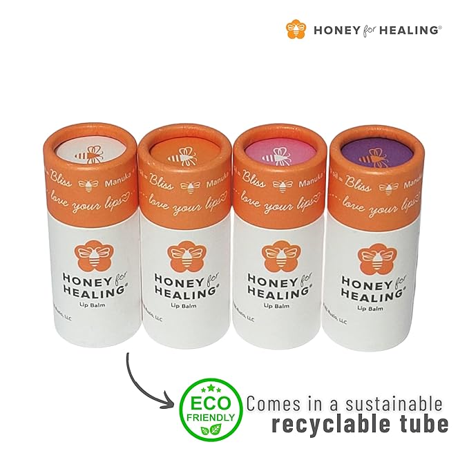 Lip Balm Moisturizer with Manuka Honey 15+ UMF, Coconut Oil, and Castor Oil For Chapped, Cracked, Dry Lips | Protects, Smoothes, and Nourishes your Lips | 0.25 oz / 7 gr (Soft Plum)