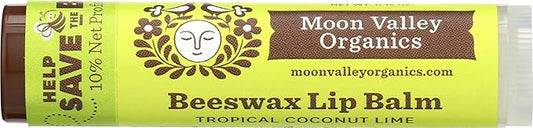 Moon Valley Organics Beeswax Lip Balm for Moisturizing Lips and Cuticles (TROPICAL COCONUT LIME, 1-Pack)