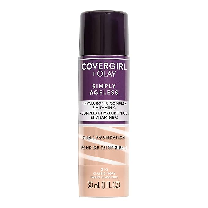 COVERGIRL+OLAY Simply Ageless 3-in-1 Liquid Foundation, Classic Ivory 1 Fl Oz