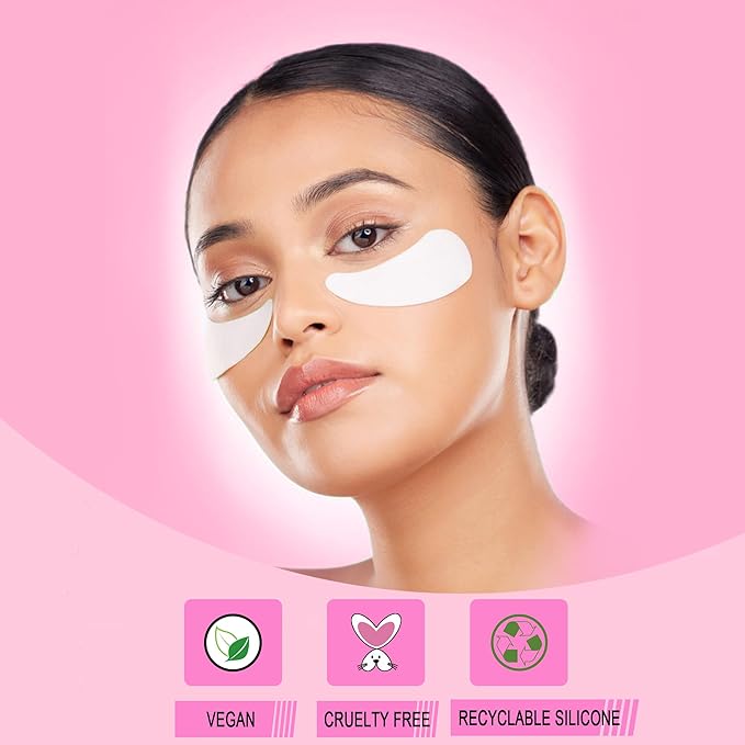 CCbeauty Reusable Under Eye Patches + Eye Cream Applicator Value Set | 100% Silicone Eye Gel Pads | Boost Hydration | Minimize Fine Lines + Wrinkles + Dark Circles | Storage Tin Included | White