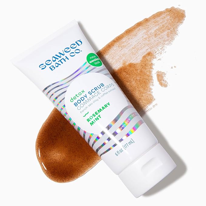 Seaweed Bath Co. Detox Body Scrub, Rosemary Mint Scent, 6 Ounce, Sustainably Harvested Seaweed, French Sea Clay, Coffee Extract