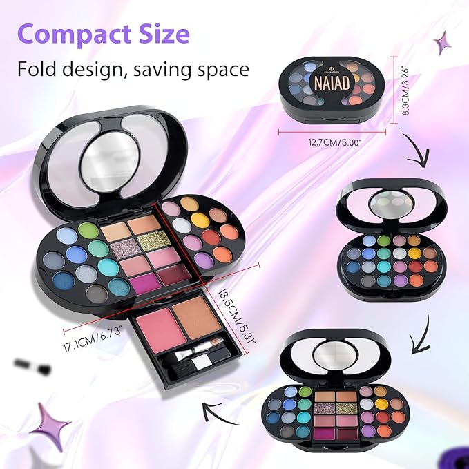 Color Nymph Travel Makeup Palette with Mulit-Colors Eyeshadows,Concealer,