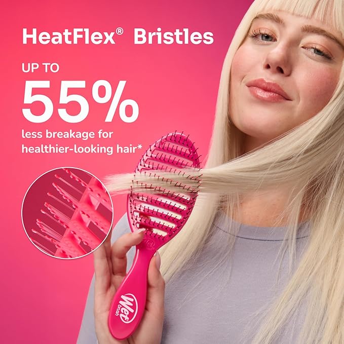 Wet Brush Speed Dry Hair Brush, Pink Frost - Vented Design & Soft HeatFlex Bristles Are Blow Dry Safe - Ergonomic Handle Manages Tangles - Pain-Free Hair Accessories