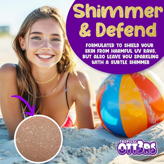 Glitter Sunscreen SPF 50 Lotion 4.5oz - Sparkle Sunscreen - Shimmer Sunscreen - Colored Sunscreen for Kids & Women - UVA/UVB Sunshine Protection + 80 Min Water Resistant - (Scented) (USA Made)