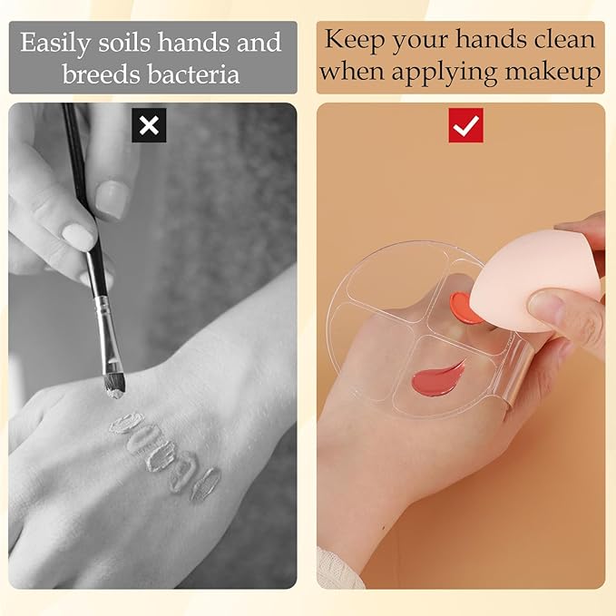 2 Pcs Makeup Hand Palette Foundation Palette Foundation Mixing Palette Hand-Held Nail Art Manicure Palette Clear Makeup Palette for Mixing Foundation Eye Shadow Nail Art