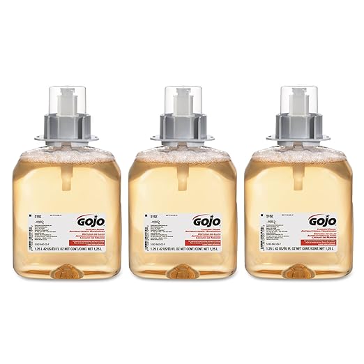 GOJO Luxury Foam Antibacterial Handwash, Fresh Fruit Fragrance, 1250 mL Foam Hand Soap Refill for GOJO FMX-12 Push-Style Dispenser (Pack of 3) – 5162-03