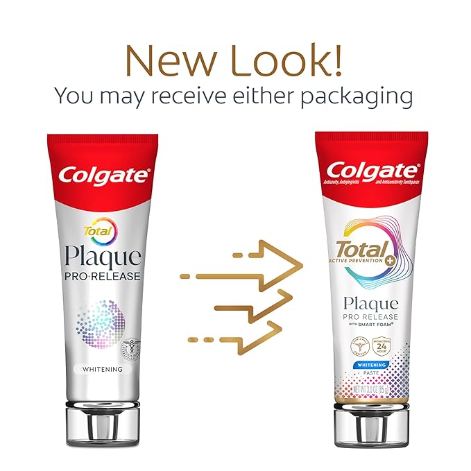 Colgate Total Plaque Pro Release Whitening Toothpaste, 2 Pack, 3.0 Oz Tubes