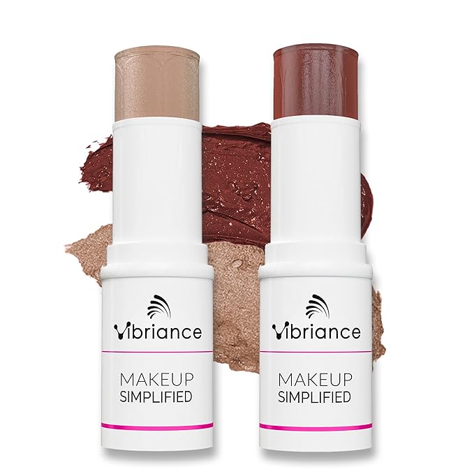 Vibriance Blush and Highlighter Bundle - Cream Blush Stick and Highlighter Stick - All-in-One for Cheeks, Lips, Eyes, Mature Skin - Makeup Simplified