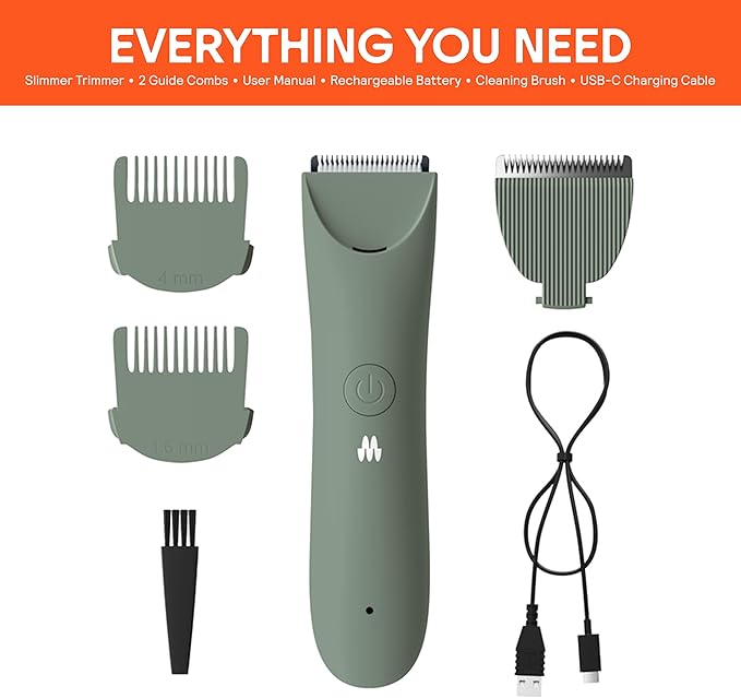 MERIDIAN Slimmer Trimmer – Electric Razor for Women, Bikini Line & Pubic Hair Trimmer, Rechargeable & Waterproof, Painless, Flawless Shave for Sensitive Skin, Gentle, Quiet & Travel-Friendly, Sage