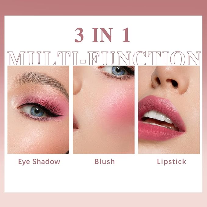 Cream Blush Stick for Cheeks Makeup, Waterproof Face Tones-Cherry Pink