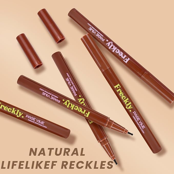 Freckle Pen,2 PCS Faux Freckle Stamp Waterproof,Fake Face Freckles Stain Makeup Long Lasting Quick Dry,Natural Lifelike Soft Dot Freck Pen 2PCS-02 Medium