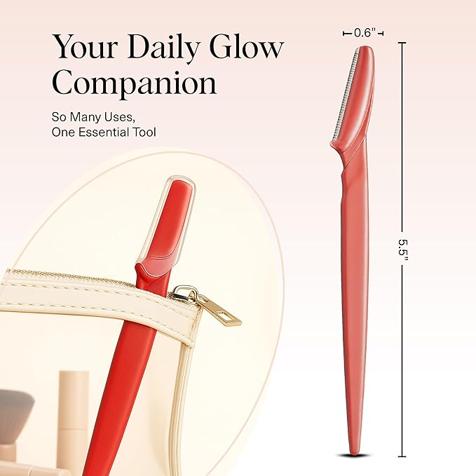 Kitsch Dermaplane Razor for Women Face - Face Razors for Women and Men - Eyebrow Trimmer, Shaver, Recycled Plastic Dermaplaning and Skin Care Tool - Coral, 12 pcs