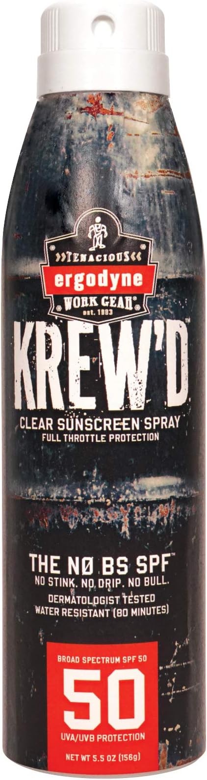 Ergodyne KREW’D 6353 Sunscreen Spray, Broad Spectrum SPF 50, Water Resistant, 5.5 oz