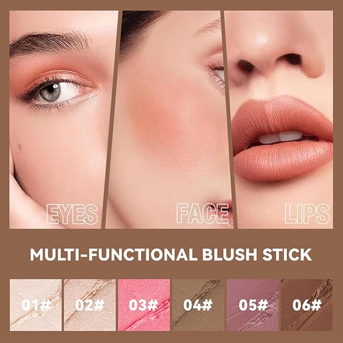 Highlighter Stick Cream Blush Stick Bronzer Contour Stick Makeup,3 PCS Cream Contour Kit with Contour Brush,Long Lasting & Professional Highlighters Makeup Stick for Beginner-Set B