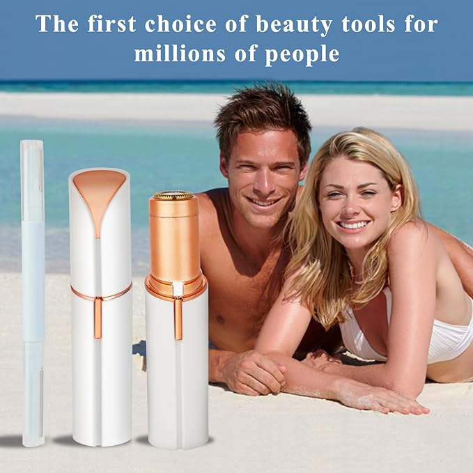Facial Hair Removal for Women Men，Electric Painless Hair Removal Device Included 2 x Replacement Heads，USB Rechargeable Lady Womens Face Shaver with LED Light for Lip,Chin,Arms (White)