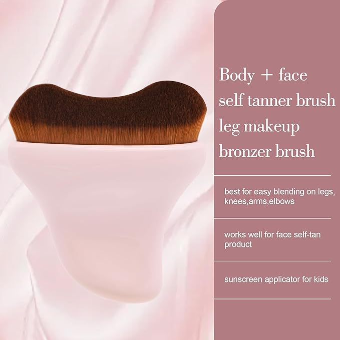 Self Tanner Brush - Kabuki Brush Body Leg Makeup Brush for Self Tanning Gel Tanning Lotion,Sunscreen - Self Tanning Mitt Bronzer Brush for Face Body Self Tan (Pink)