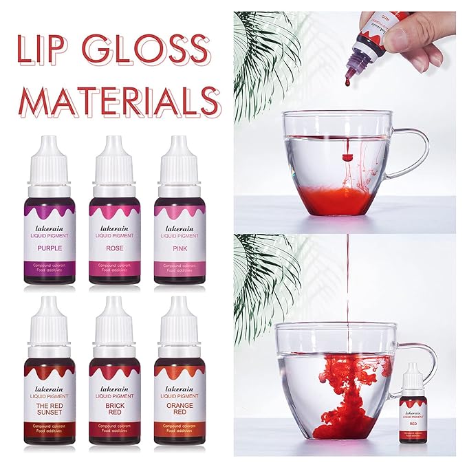 BONNIE CHOICE 12 Colors Liquid Lip Gloss Pigment Set, DIY Lipstick Liquid Pigment for Set Making Lip Gloss, DIY Lip Cosmetic Dye, Edible Coloring Pure Plant for Gloss Base