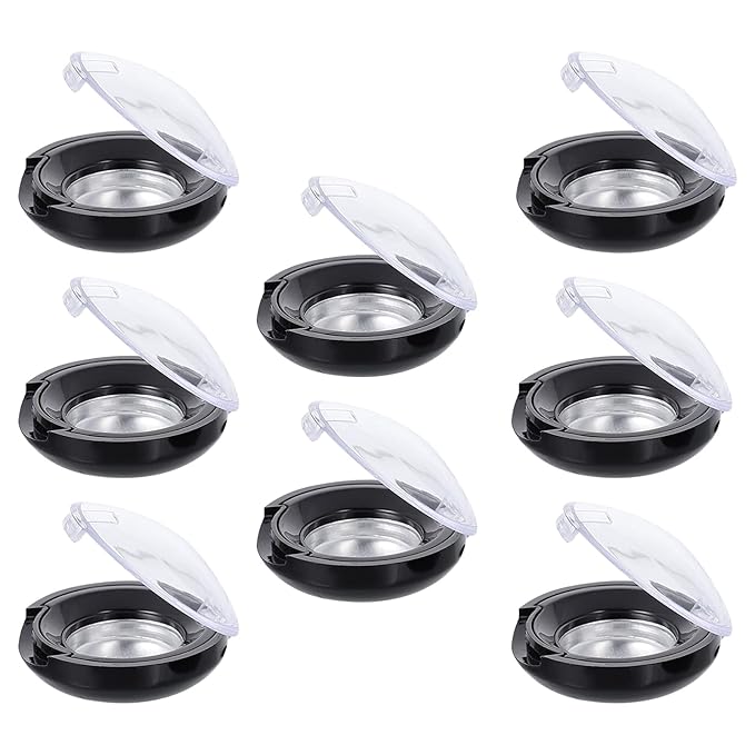 Lurrose Makeup Pallet 8pcs Empty Eyeshadow Trays Round Blusher Case Lipstick Highlighting Powder Make Up Pans Container Cosmetics Sub Package Holder Bulk Highlighters