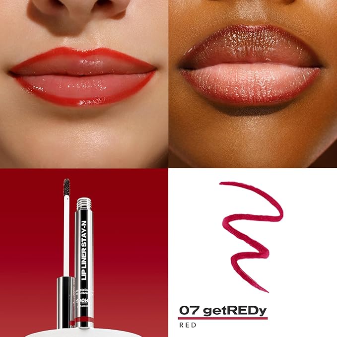 Sacheu Lip Liner STAY-N Peel Off Lip Stain — Long Lasting Matte Lip Tattoo Transfer Proof Lipstain Infused with Hyaluronic Acid & Vitamin E — Vegan & Cruelty-Free, getREDy (Red Rouge)